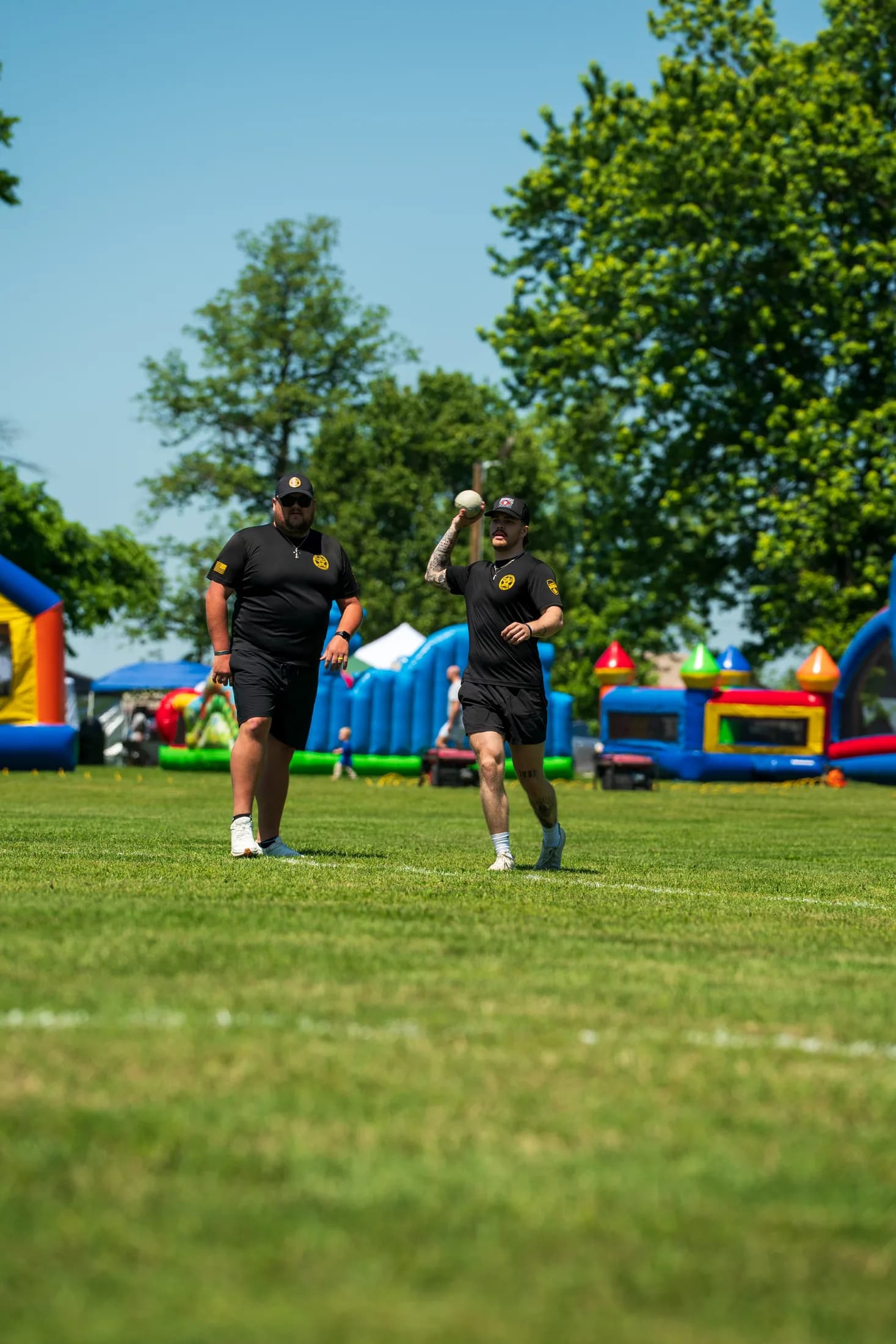 Highfill Police Department members playing ball at the Chicago Ball Spring Festival